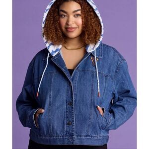 Her Universe Star Wars Ahsoka Tano Hooded Denim Jacket Plus Size 2 Nwot